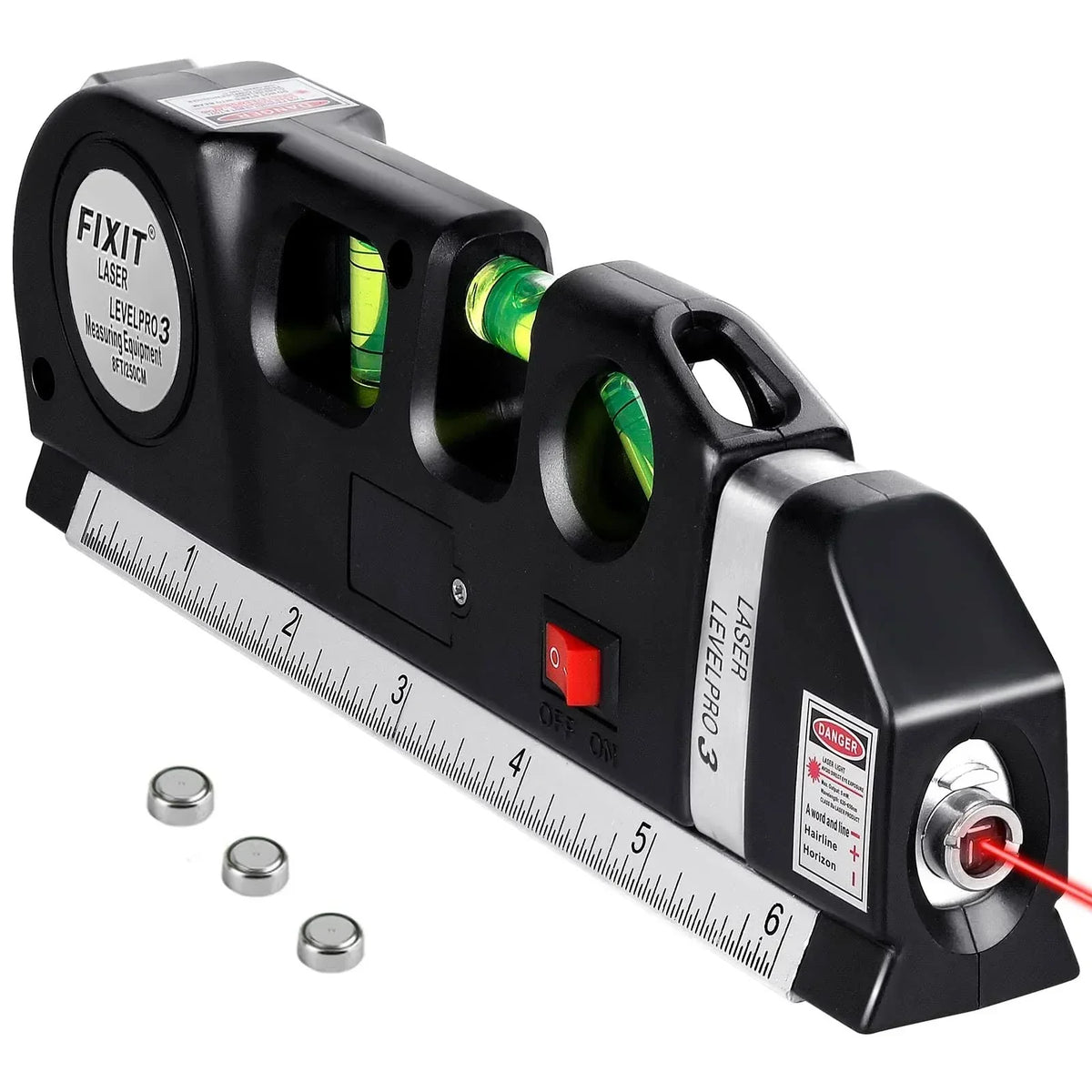 4 in 1 Fixit Laser Level (IMPORTED) Pro 3 4in1 Multi-Purpose Measuring Tool With 8 Feet Tape